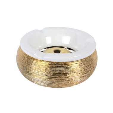 1x terras asbakken/stormasbakken goud 15 cm keramiek