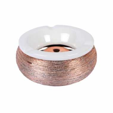 1x terras asbakken/stormasbakken rose goud 15 cm keramiek