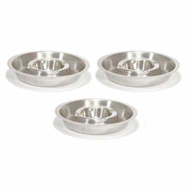 3x rvs asbakken rond 16 cm