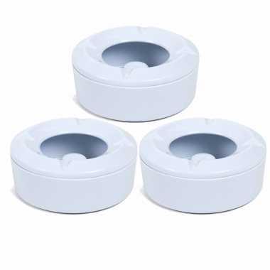 3x terras asbakken/stormasbakken wit 10 cm kunststof