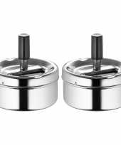 2x draaiasbakken drukasbakken verchroomd 9 cm
