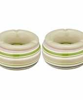 2x gesteepte terras asbak storm asbak beige 11 cm