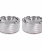 2x tuinasbakken klepdeksel mat chroom11 cm