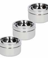 3x klep terras asbakken zilver 11 cm