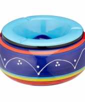 Gekleurde grote terras asbak storm asbak blauw 23 cm